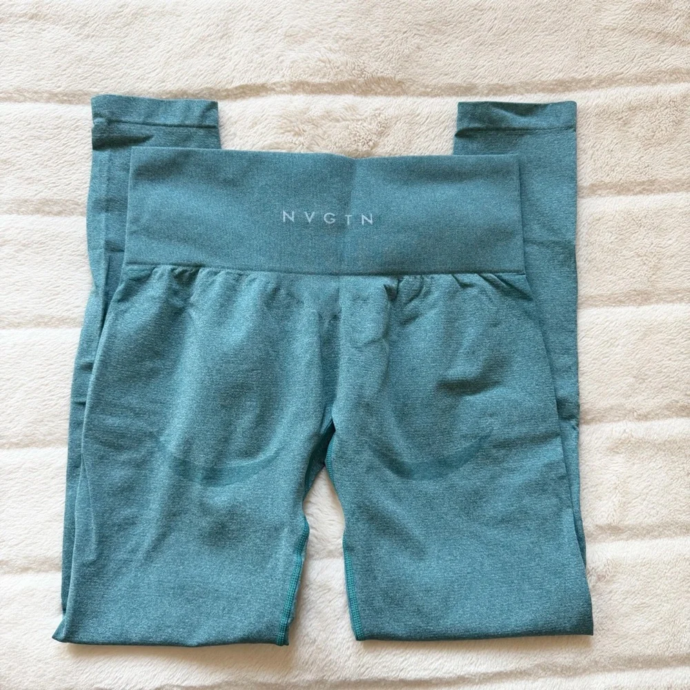 NVGTN Teal Contour Seamless Leggings Size Large - Picture 2 of 5